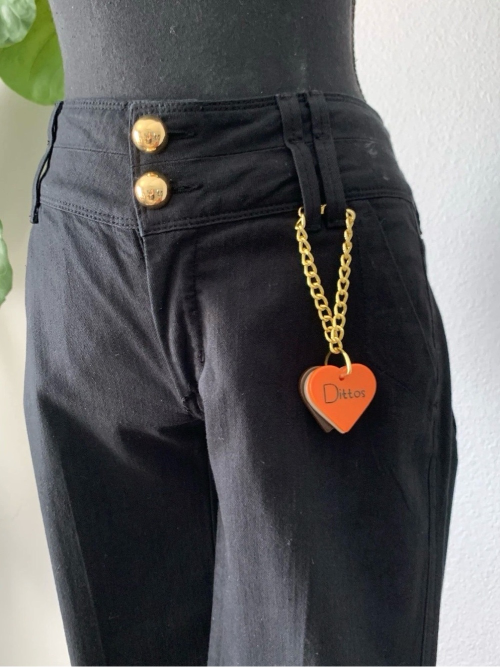 1970’s Dittos Women’s Jeans Black VTG M Size 25 Owl Logo I Love Dittos Charm